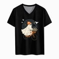 thumbnail image 4 of CAUYDY Halloween Shirts for Women Funny Halloween Pumpkin Graphic Short Sleeve Shirt Casual Fall Tee Tops Clear Sizes 3XL, 4 of 5