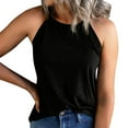 thumbnail image 3 of MRULIC tank top for women Women's Solid Color Slim Fit O Neck Halter T-Shirt Top Vests Tank Sleeveless Blouse Womens tank tops Black + L, 3 of 7