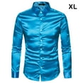 thumbnail image 4 of Qarigey Camisa transpirable para hombre Satén con mangas largas - Trabajo Boda o hogar Camisa para hombre Manga larga formal Azul grande XL Type3 NO3, 4 of 6