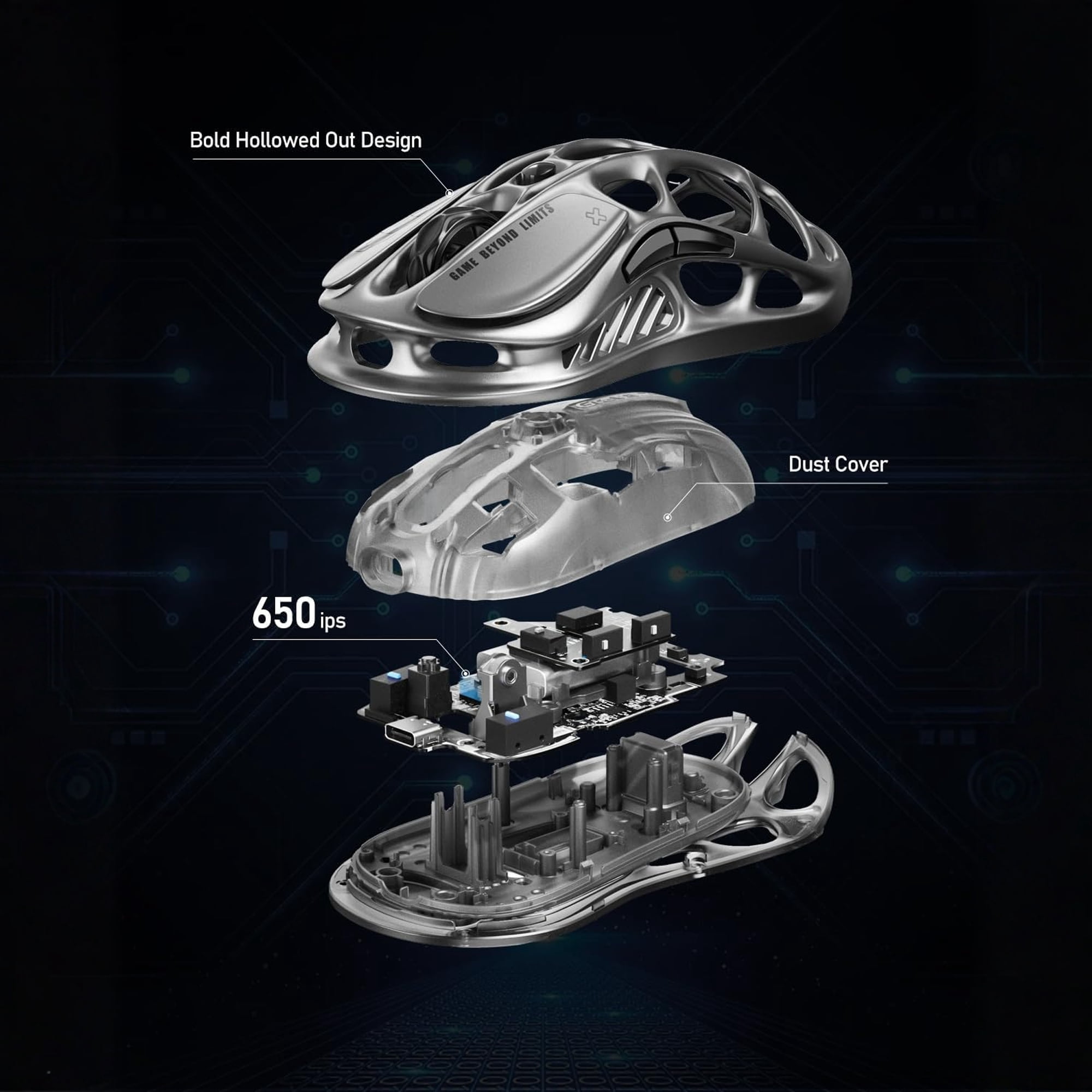 GravaStar Mercury M1 Pro Wireless Gaming Mouse – 26,000 DPI PAW3395DM Sensor • Magnesium Alloy • Tri-Mode Wired/2.4GHz/Bluetooth • 4K Polling Rate-Gunmetal Gray