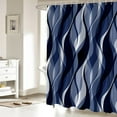 thumbnail image 3 of Light Blue Shower Curtain, Modern Abstract Blue and Grey Striped Shower Curtain Set for Bathroom Waterproof Polyester Shower Curtain with Hooks, 72x72 Inch, 3 of 6