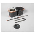 thumbnail image 2 of Spin Mop Bucket System with Wringer, Stainless Steel Telescopic Handle, Dual-Chamber Bucket, 2 Reusable Microfiber Mop Heads, Gray, 2 of 5
