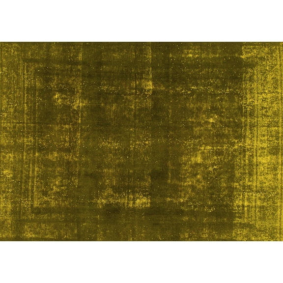 Ahgly Company Machine Washable Indoor Rectangle Persian Yellow Bohemian Area Rugs, 5' x 7'