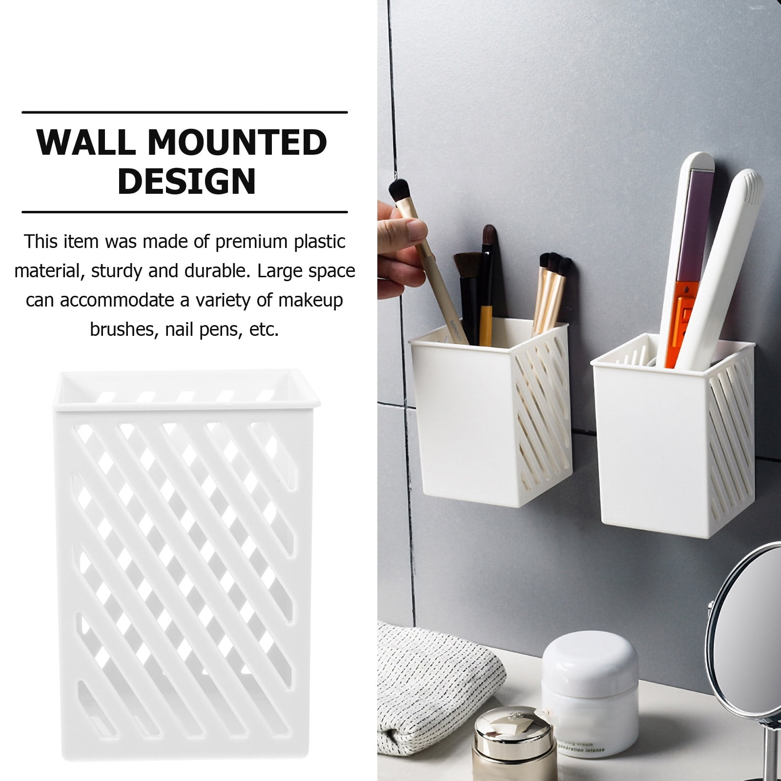 3- Mount Pen Holder Set, Multi-Functional Cutlery and Pencil Case Pouch, White Organizer