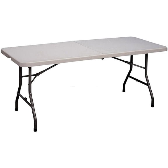 Correll 30"W x 72"D Economy Blow-Molded Plastic Fold in Half Table in Gray
