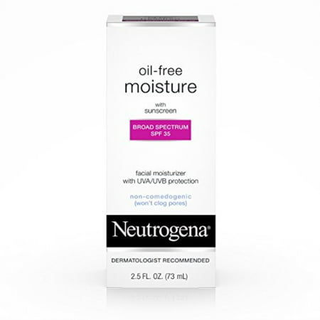 Neutrogena Oil-Free Daily Facial Moisturizer With Broad Spectrum SPF 35 Sunscreen, Dermatologist Recommended, Fragrance-Free, Non Comedogenic and Hypoallergenic 2.5 fl.
