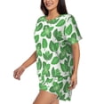 thumbnail image 2 of Daiia Green Leaves Pattern Womens Pajama Sets Short Sleeve Pajamas for Women Sets Soft Lounge Sets Casual Round Neck Sleepwear PJS-4X-Large, 2 of 7