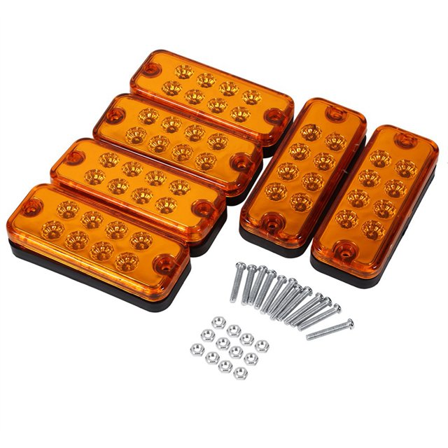 6 piezas 8 LED luz indicadora de posición lateral de gálibo lámpara indicadora camión remolque camión amarillo