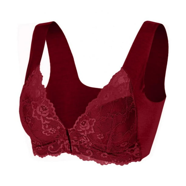 Women's Lace Bra Front Close Sexy Deep V Cami Halter Bralette Comfort