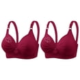 thumbnail image 2 of Amidoa Full-Figure Bras for Women Wire-Free Red Heavy Breast 2 Pcs Solid Bras Brasiers Women M, 2 of 8