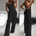 thumbnail image 2 of 2025 Women Solid Tube Top Tropical Jumpsuit Sleeveless Rompers Cold Shoulder Womens Rompers Casual Pocket, 2 of 7