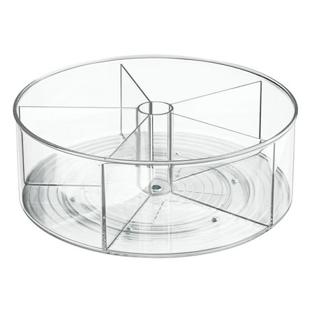 iDesign Clear Linus Rotating Divided Turntable Organizer, 11.5" x 11.5" x 4.5"