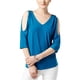 thumbnail image 1 of INC Blusa tejida con hombros descubiertos para mujer, azul, pequeña, 1 of 2