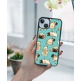 thumbnail image 5 of FINCIBO Soft Rubber Protector Cover Case for Apple iPhone 14 6.1" 2022, Pug Funny Playful Postures Teal, 5 of 5