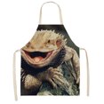 thumbnail image 1 of Delantal de lino con estampado de lagarto, baberos de cocina impermeables, delantal a prueba de aceite, 82x68cm, 1 of 9