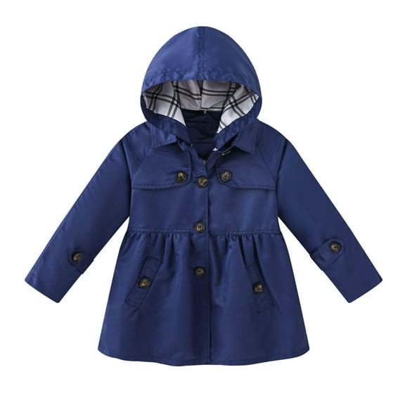 QUYUON Child Kids Girls Winter Warm Jackets Winter Long Sleeve Windbreaker Toddler Kids Baby Boys Girls Solid Color Windproof Jacket Detachable Hooded Windbreaker Coat Navy 13T-14T