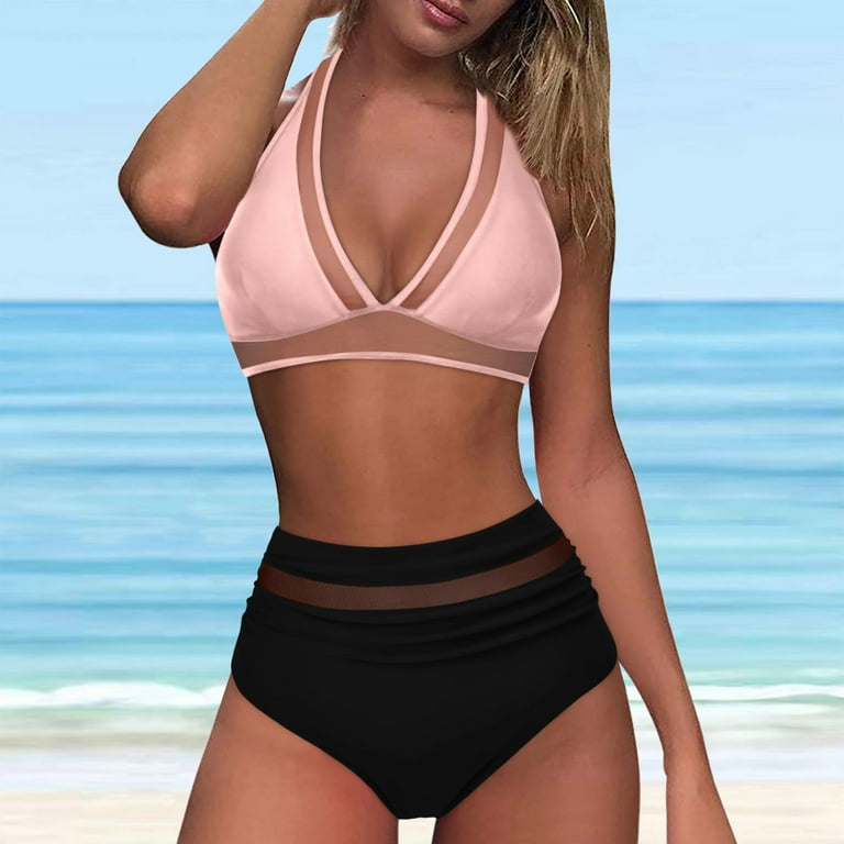 Renxiaooo Women High Waisted Bikini Sexy Push Up Two Piece Swimsuits Vintage Swimsuit Two Piece Retro Ruched High Waist Print Bikini Set Two Piece Dresses for Teens Walmart