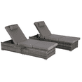 thumbnail image 5 of Seizeen Lounge Chair, Outdoor Chaise Lounge Chair Set of 2, PE Rattan Pool Chairs w/Side Table, Wicker Patio Beach Recliner W/Cushions, Pillow, 6-position Adjustable Backrest, Dark gray, 5 of 6
