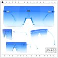 thumbnail image 2 of Oversize Rimless Shield Square Rectangle Large Sunglasses All Blue, 2 of 8