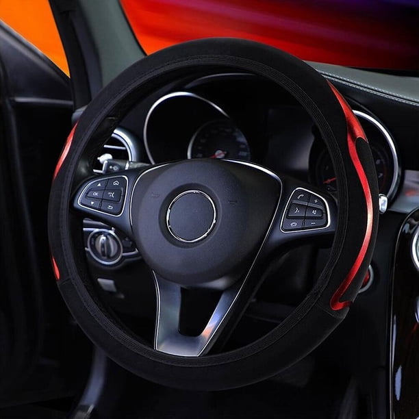 Tal 38 cm/15 ''cubierta del volante Pu transpirable antideslizante accesorios de coche negro y rojo
