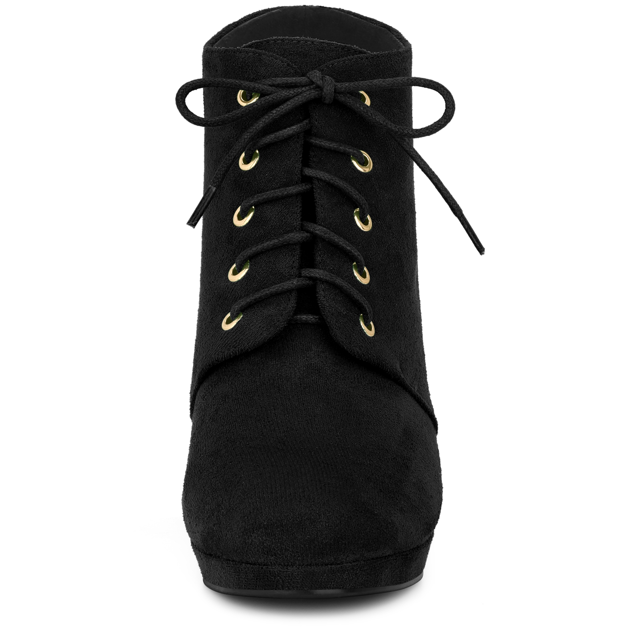 DARING DIVA Lace Up Platform Block Heels Ankle Boots Black 9