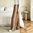 thumbnail image 5 of Lumtrix Women's Y2k Striped Side Baggy Pants Drawstring Elastic Waist Wide Leg Track Pants Streetwear Quick Dry Trousers Brown S, 5 of 8