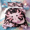 thumbnail image 2 of Manfei Kawaii Ocean Axolotl Twin Quilt Set,Pink Japanese Sakura Twin Coverlet Set,2 Pieces,1 Bedspread and 1 Pillowcase, 2 of 7