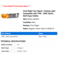 thumbnail image 2 of Front Right Turn Signal / Parking Light - Compatible with 1998 - 2000 Toyota RAV4 Sport Utility 1999, 2 of 2