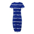 thumbnail image 4 of Été jusqu'à 65 % de Rabais Iumwxz Robes à Manches Courtes et Col Rond pour Femmes Tunique Décontractée Robe Maxi Ample Robe à Rayures Robe Décontractée pour Femmes Robes Athlétiques pour Anniversaire, 4 of 6