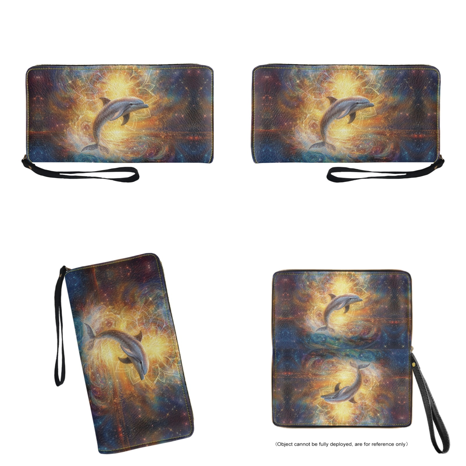 ZUXONGSY Boho Mandala Dolphin Print 2 Pieces Purses Top Handle Satchel for Women Large Top Handle Tote Bag Slim Wallet with Handle Portable Satchel Handbags Wallet for Shopping Outings