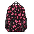 thumbnail image 3 of Black Pink Butterfly Pattern Cute School Backpack Bag with Padded Back and Adjustable Shoulder Straps 16.9 X 12.6 X 5.9 Inches, 3 of 5