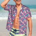 thumbnail image 7 of Pofeuu colorful Skull flower Print Hawaiian Shirt for Men Sleeves Casual Button Down Summer Beach Dress Shirts T-Shirts,Large, 7 of 7