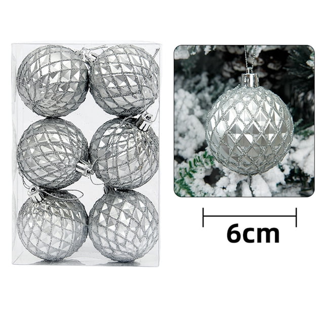 Christmas Ball Pendant, Decorative Shatterproof Christmas Tree Pendants Hanging 60mm Christmas Baubles Balls Ornaments Set Pack Of 6 Pcs