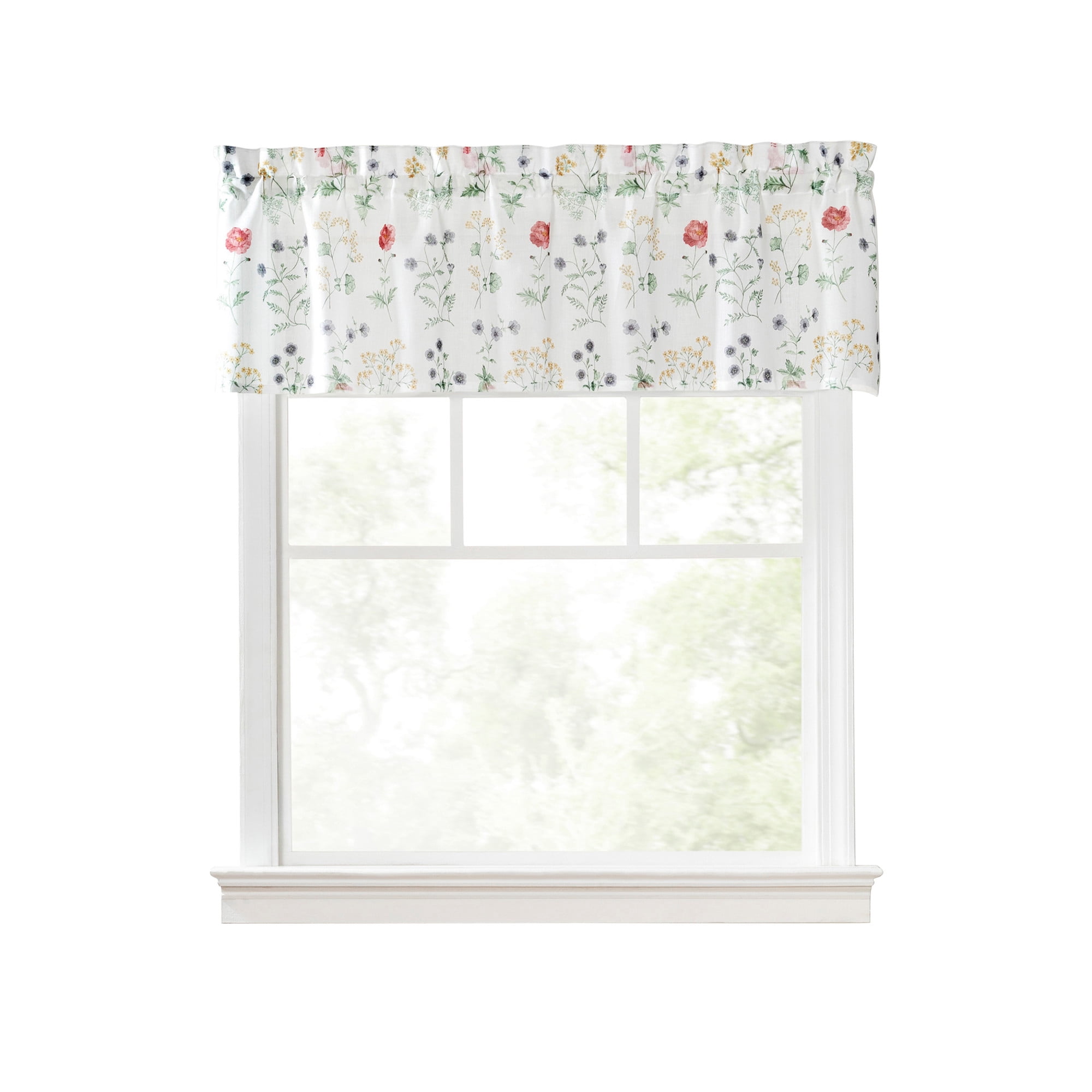 Martha Stewart Martha’s Garden Valance, Multicolor, Pole Top, Sheer, Indoor, Adult, 1 Piece, 54" x 14"
