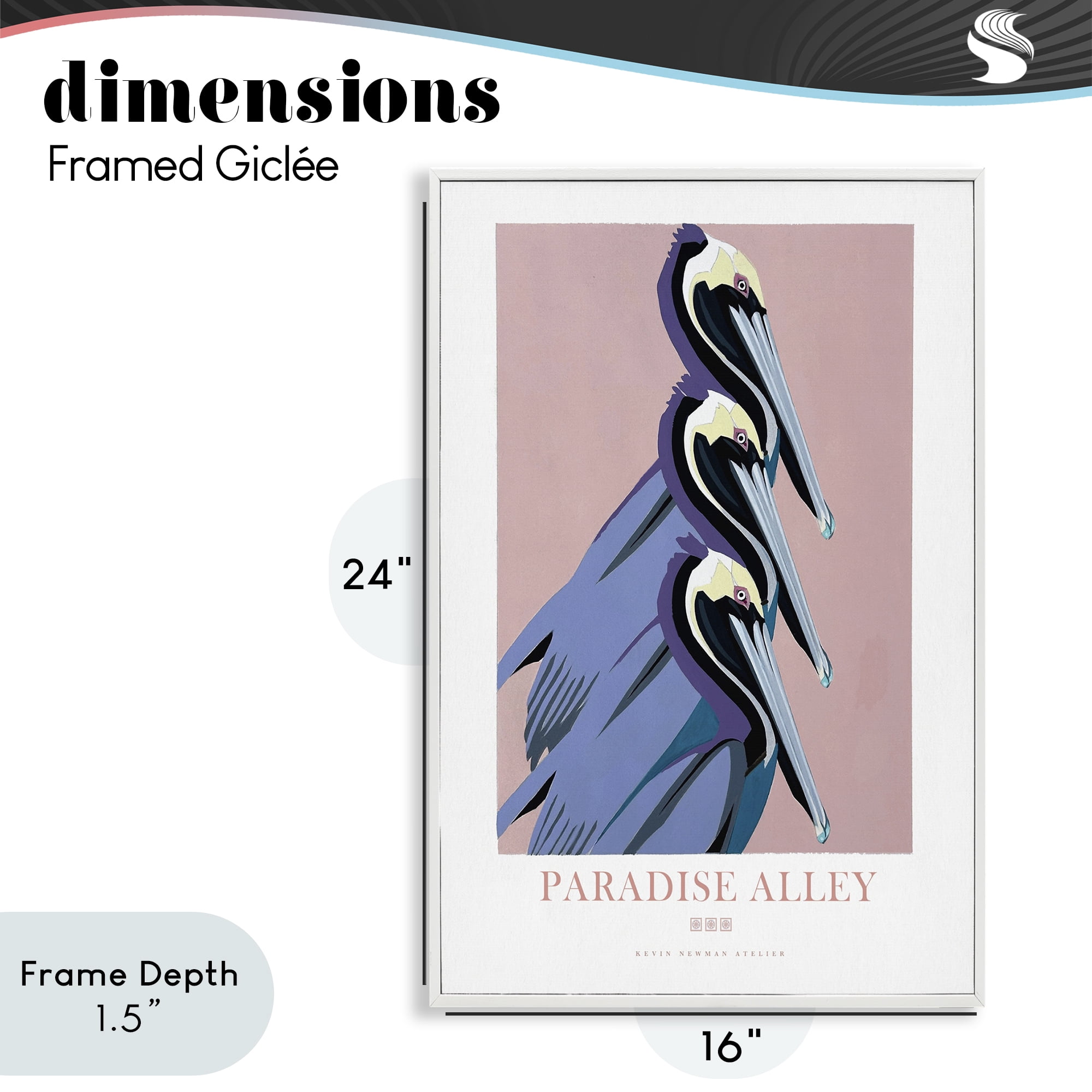 Stupell Industries Paradise Alley Pelican Trio White Framed Giclee Art, design by Jadei Graphics
