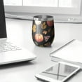 thumbnail image 3 of 12oz Stemless Wine Tumblers Fall Pumpkins Leaves Pattern Vacuum Insulated Stainless Steel Travel Tumbler Cups Mug with Lid and Straw for Champaign,Cocktail,Beer with Cleaning Brush, 3 of 5