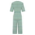 thumbnail image 4 of Edvintorg Striped Jumpsuits for Women Casual Short Sleeve V Neck Back Zipper Wide Leg Jumpsuit with Pocket Summer Beach Vacation Clothes for Women, 4 of 5