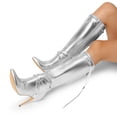 thumbnail image 6 of DREAM PAIRS Women's Metallic Stiletto Heeled Knee High Boots Sexy Fashion Pointed Toe Dress Boots with Stud and Zipper Tassel, 6 of 7