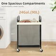 thumbnail image 4 of Rolling Laundry Hamper with Wheels 1-Section Laundry Sorter Rolling Laundrys Basket on Wheels with Removable Bag Clothes Hamper Laundrys Organizer Cart Bathroom Bedroom 90L Beige, 4 of 15
