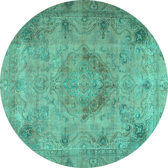 Ahgly Company Indoor Round Persian Turquoise Blue Traditional Area Rugs, 3' Round