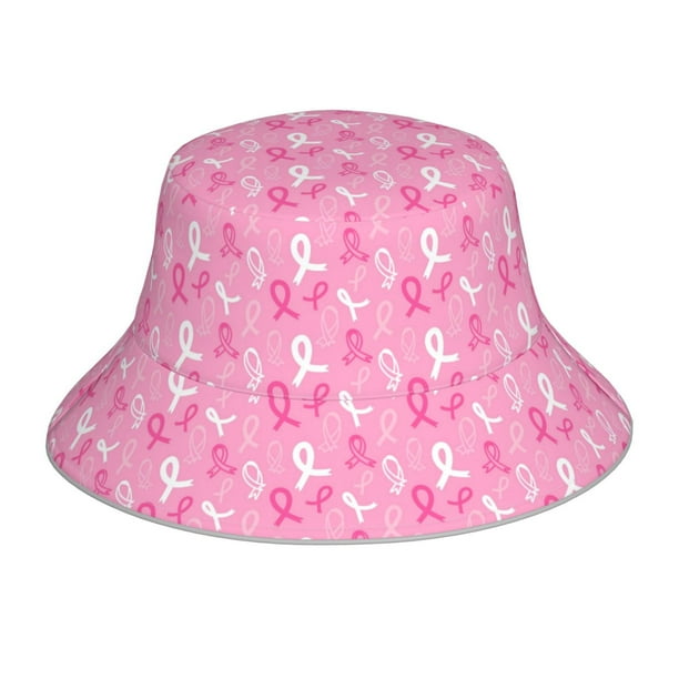 Fotbe Breast Cancer Awareness (3) Sombrero Tipo Pescador con Estampado – Sombrero de Sol de Algodón de Moda para Playa, Golf, Pesca