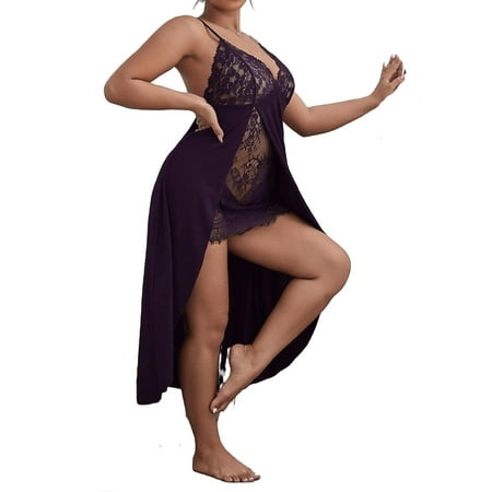 

Sexy Cami Strap Slip Dress Sleeveless Purple Plus Size Nightgowns & Sleepshirts (Women s)