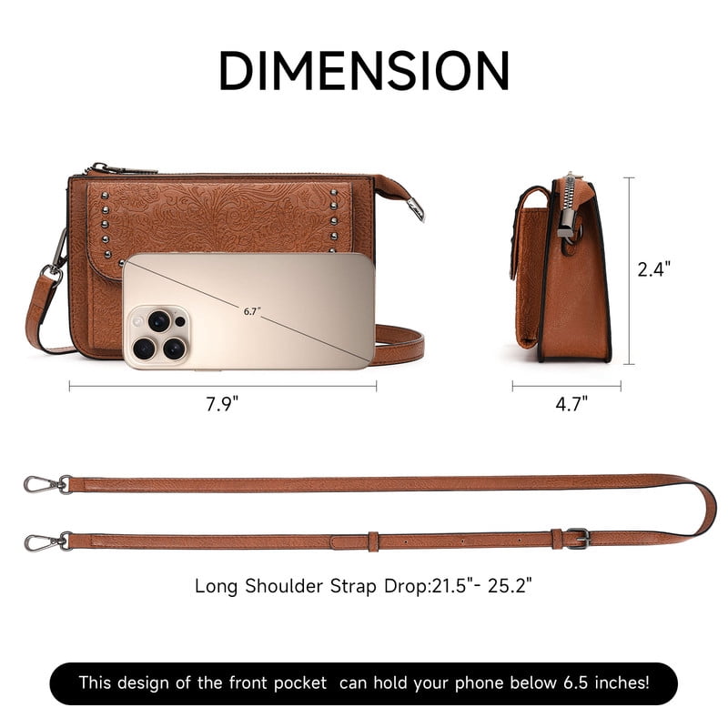 FALAN MULE Small Crossbody Bags for Women Vegan Leather Cell Phone Purse with Adjustable Strap
