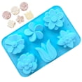 thumbnail image 5 of Molde con forma de flor de silicona de 6 cavidades, juego de tulipanes de silicona mixtos de 3 piezas, molde de margaritas, 6 estilos de flores, 5 of 5