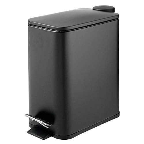mDesign 1.3 Gallon Rectangular Small Steel Step Trash Can ...