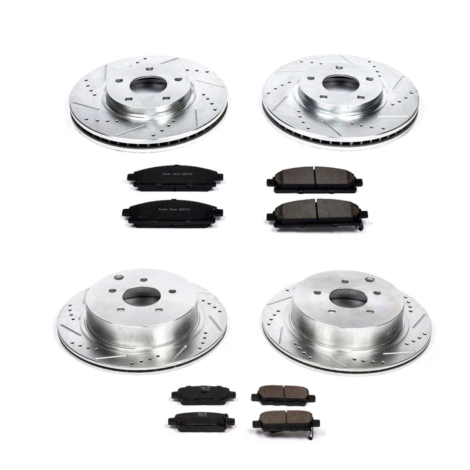 PowerStop Front and Rear Z23 Evolution Sport Carbon-Fiber Ceramic Brake Pad and Drilled & Slotted Rotor Kit Fits: NISSAN Select Models K2766