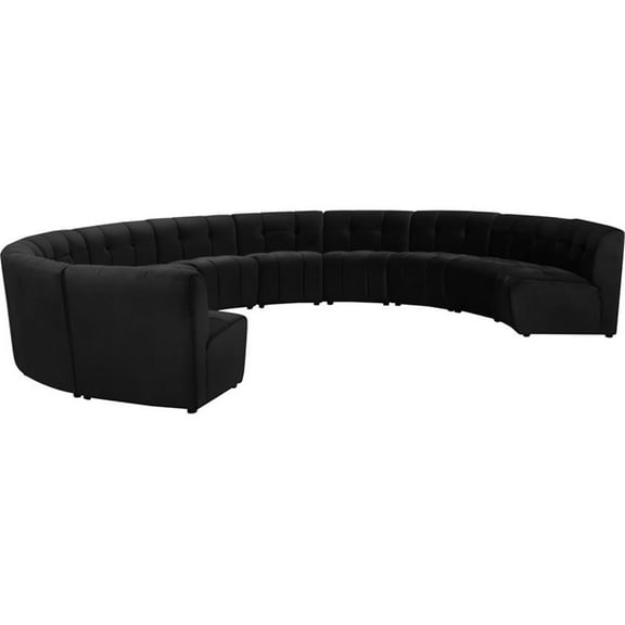 Maklaine 11-Piece Modular Contemporary Velvet Sectional Sofa in Black