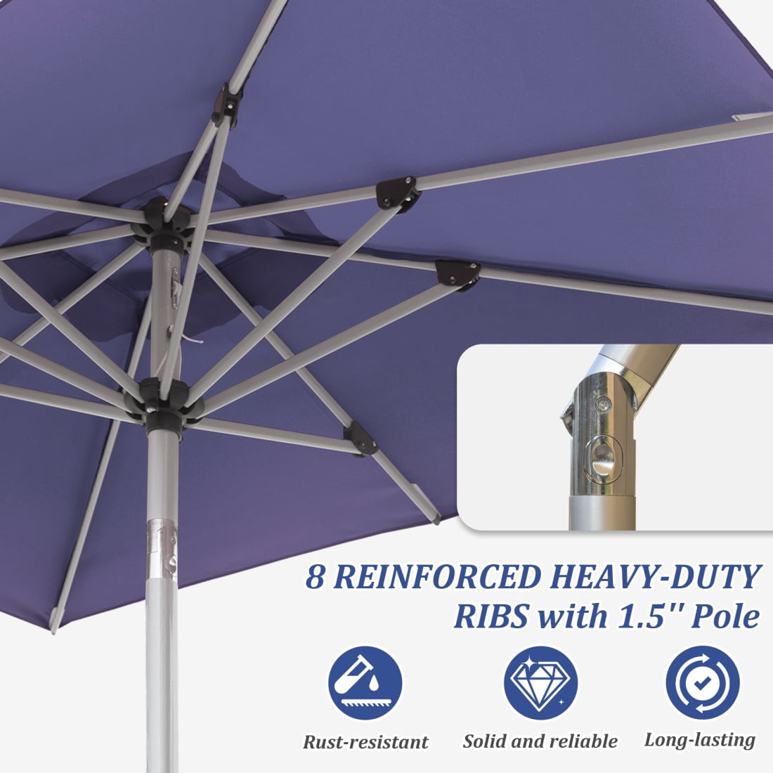 4-6 foot patio umbrellas Umbrella Replacement Canopy 9 Ft 6 Rib Capri Blue quality fabric 4 x 6 ft. Rectangle