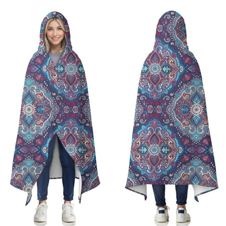 Wearable Blanket Blue Ethnic Paisley Pattern Hooded Wearable Flannel Blanket for Adults & Teens Winter Poncho Shawl Wrap Cape Cozy Anti-Pill 60 x80 Wearable Blanket Blue Ethnic Paisley Pattern Hooded Wearable Flannel Blanket for Adults & Teens Winter Poncho Shawl Wrap Cape Cozy Anti-Pill 60 x80
