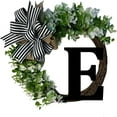 thumbnail image 6 of Last Name Year Round Front Door Wreath with Bow,Welcome Signs Garland,Personalized Creative 26 Letter Farmhouse Wreath for Door,Monogram Initial Letter Wreaths,Spring Summer Green Wreath 14", 6 of 9